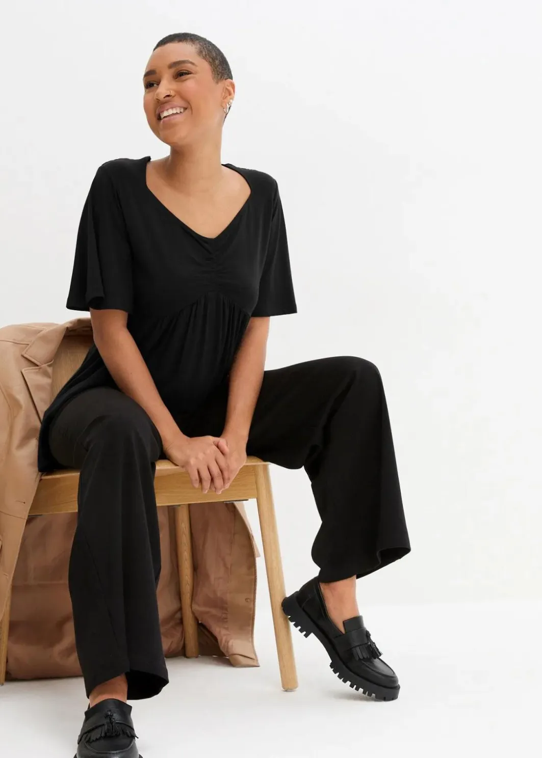 Damen bonprix Shirts & Tops|Nachhaltigere Materialien|T-Shirt in A-Linie, kurzarm
