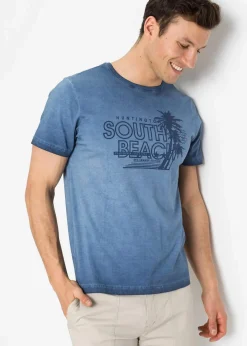 New T-Shirt in ausgewaschener Optik aus reiner Bio-Baumwolle Herren Strandmode|Große Größen