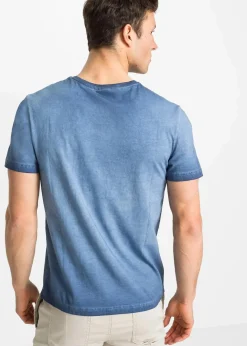 New T-Shirt in ausgewaschener Optik aus reiner Bio-Baumwolle Herren Strandmode|Große Größen