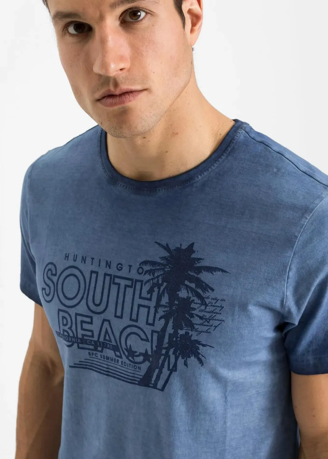 New T-Shirt in ausgewaschener Optik aus reiner Bio-Baumwolle Herren Strandmode|Große Größen