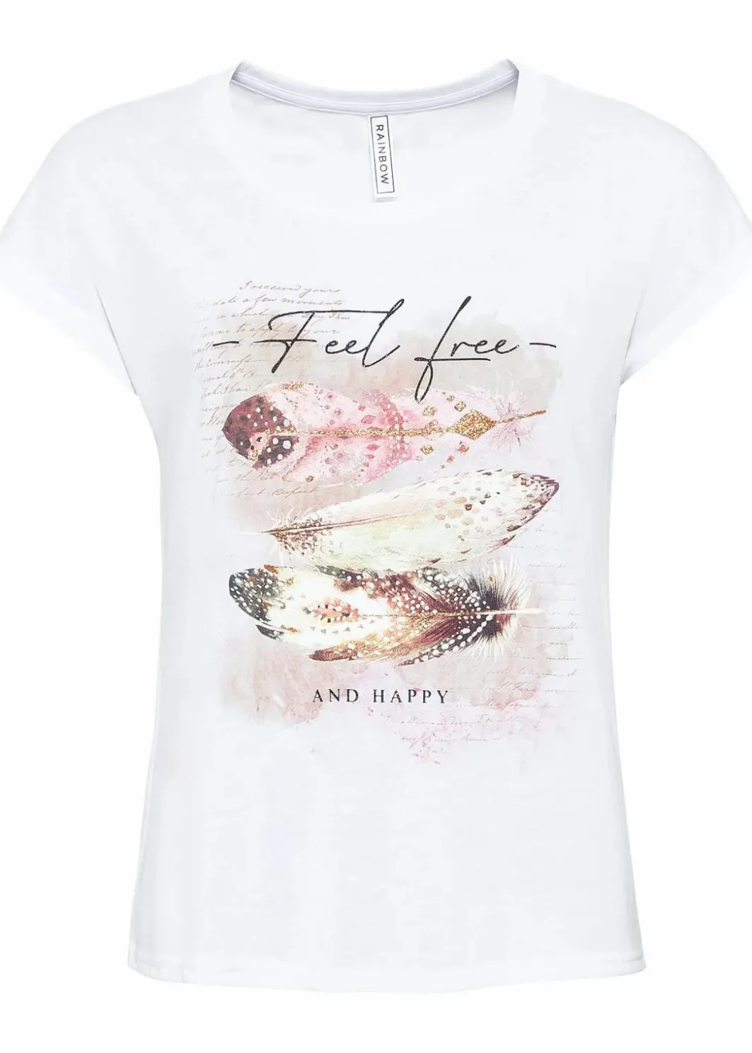 Online T-Shirt mit Federdruck Damen Shirts & Tops