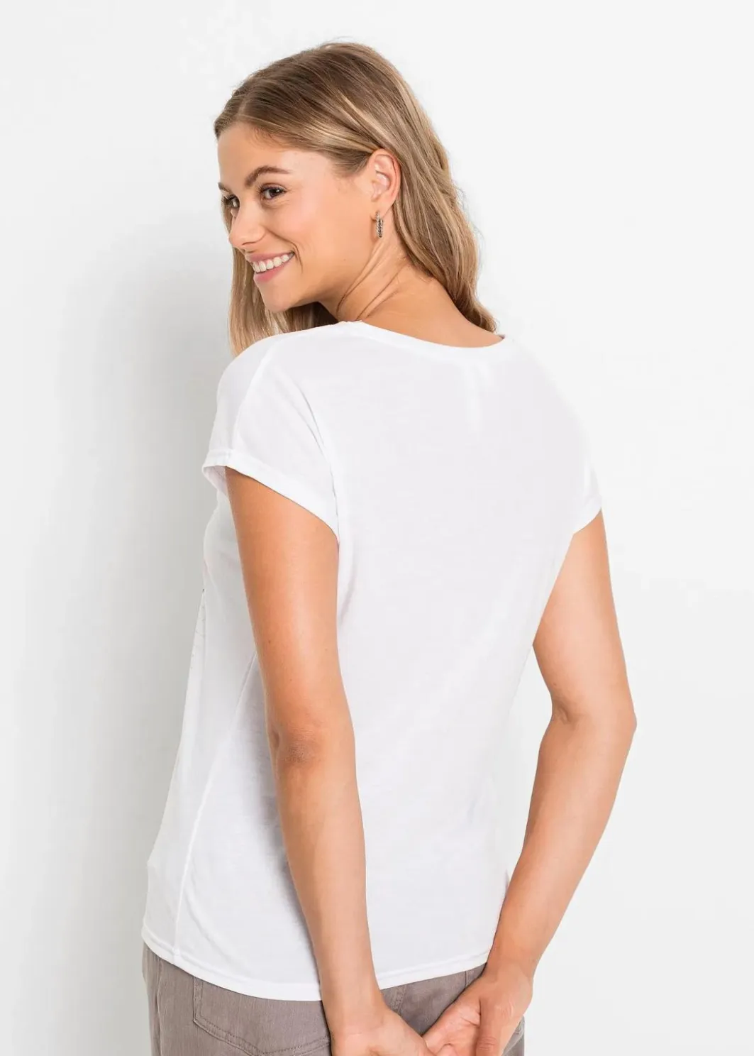 Online T-Shirt mit Federdruck Damen Shirts & Tops