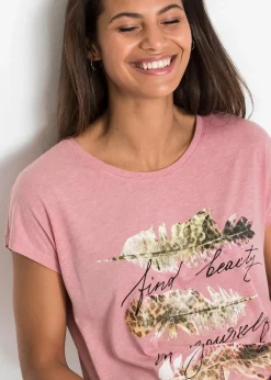New T-Shirt mit Glitzerdruck Damen Shirts & Tops