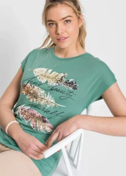 Discount T-Shirt mit Glitzerdruck Damen Shirts & Tops