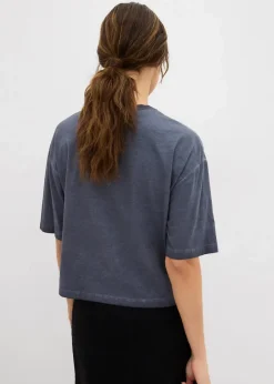 Damen bonprix Shirts & Tops|T-Shirt mit Glitzersteinen aus reiner Baumwolle