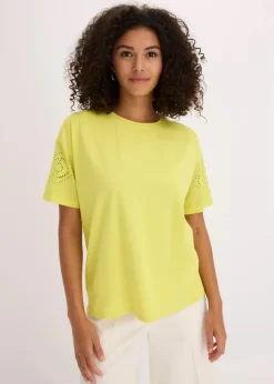 Damen bonprix Shirts & Tops|T-Shirt mit Lochstickerei