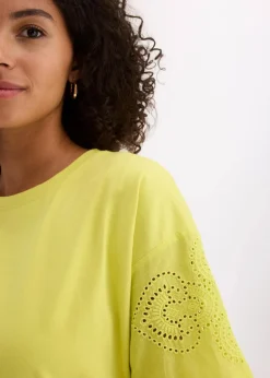 Damen bonprix Shirts & Tops|T-Shirt mit Lochstickerei