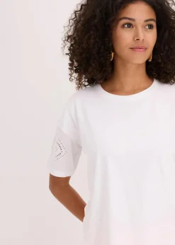 Damen bonprix Shirts & Tops|T-Shirt mit Lochstickerei