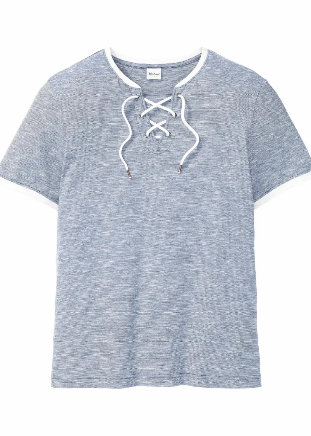 Herren bonprix Große Größen|Shirts & Polos|T-Shirt mit Schnürung aus Bio-Baumwolle