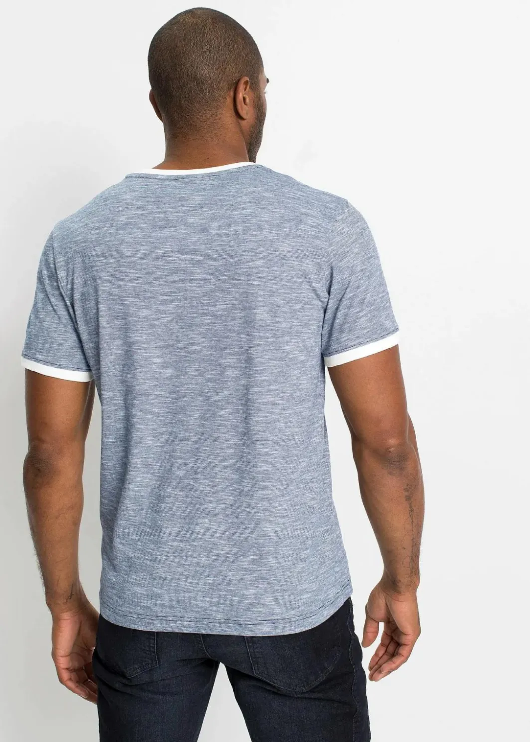 Herren bonprix Große Größen|Shirts & Polos|T-Shirt mit Schnürung aus Bio-Baumwolle