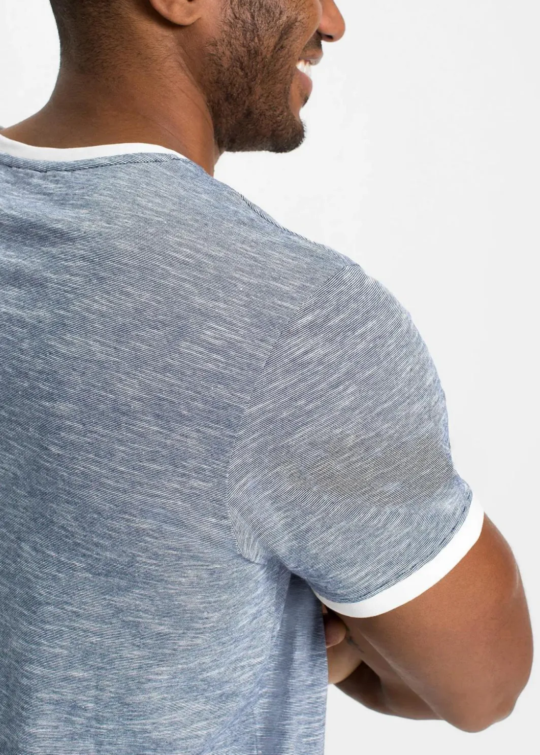 Herren bonprix Große Größen|Shirts & Polos|T-Shirt mit Schnürung aus Bio-Baumwolle