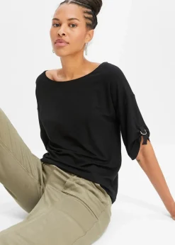 Damen bonprix Shirts & Tops|Nachhaltigere Materialien|T-Shirt mit U-Boot-Ausschnitt
