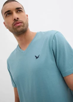 Herren bonprix Große Größen|Basics|T-Shirt mit V-Ausschnitt aus reiner Bio-Baumwolle (2er Pack)