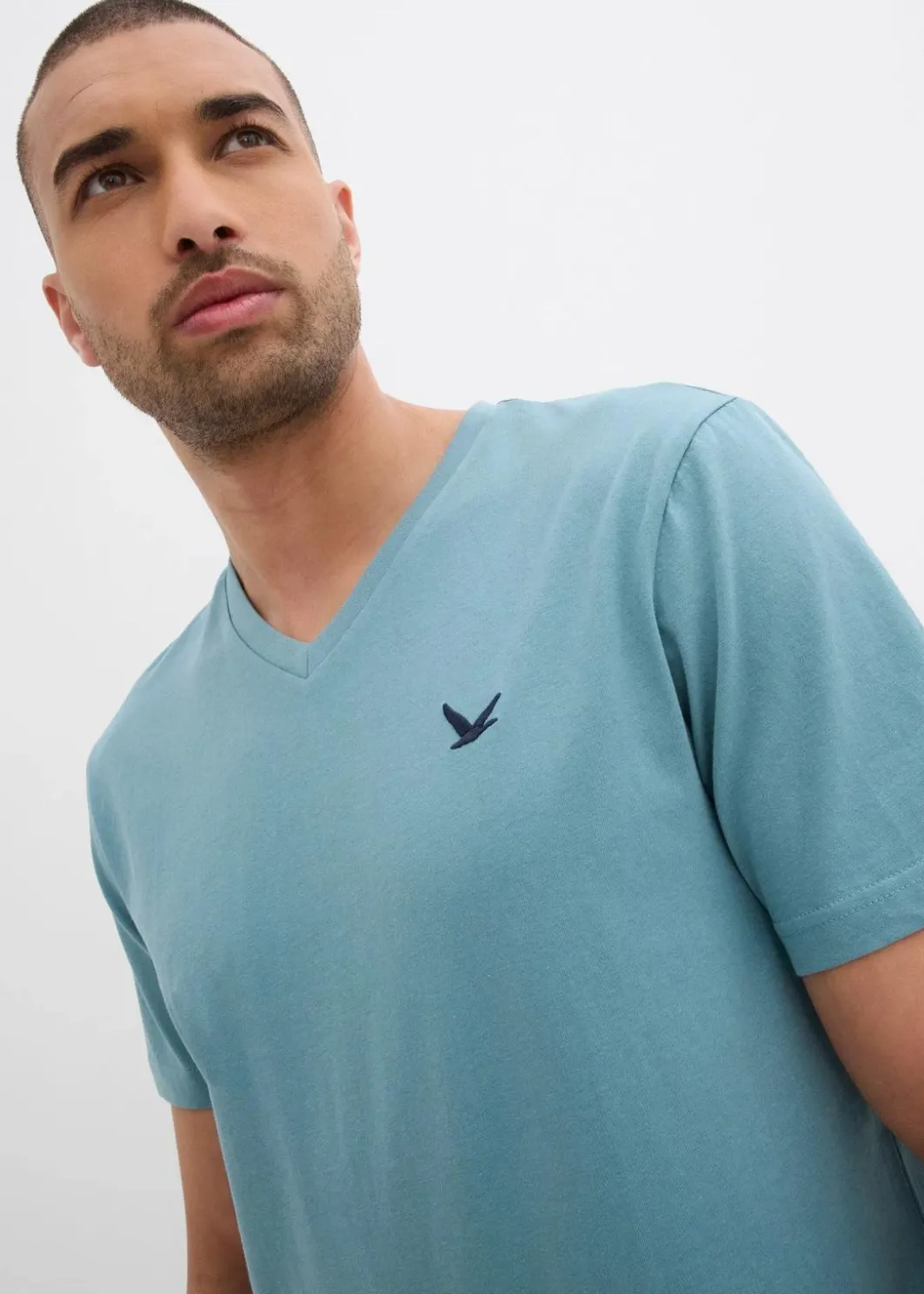 Herren bonprix Große Größen|Basics|T-Shirt mit V-Ausschnitt aus reiner Bio-Baumwolle (2er Pack)