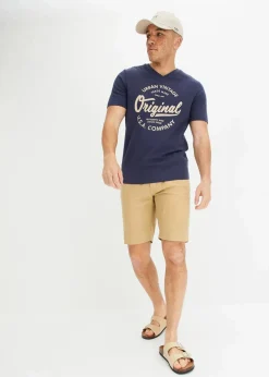 T-Shirt mit V-Ausschnitt aus reiner Baumwolle Herren Shirts & Polos|Große Größen