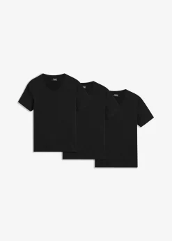 Herren bonprix Shirts & Polos|Basics|T-Shirt mit V-Ausschnitt (3er Pack)
