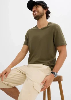 Herren bonprix Shirts & Polos|Basics|T-Shirt mit V-Ausschnitt (3er Pack)