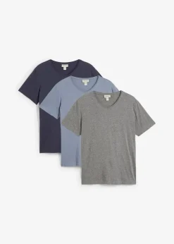 Herren bonprix Shirts & Polos|Basics|T-Shirt mit V-Ausschnitt (3er Pack)