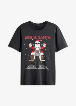 Herren bonprix Shirts & Polos|Große Größen|T-Shirt mit Weihnachtsmotiv aus reiner Bio-Baumwolle