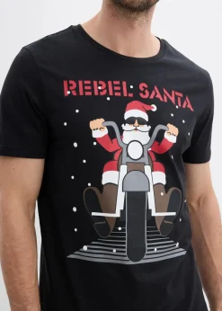 Herren bonprix Shirts & Polos|Große Größen|T-Shirt mit Weihnachtsmotiv aus reiner Bio-Baumwolle