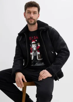 Herren bonprix Shirts & Polos|Große Größen|T-Shirt mit Weihnachtsmotiv aus reiner Bio-Baumwolle