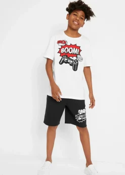 Kinder bonprix Jungen 9-16 Jahre·Shirts|Jungen 9-16 Jahre·Hosen|T-Shirt und Jersey-Bermuda (2-tlg. Set) aus reiner Bio Baumwolle