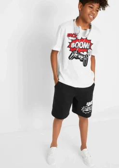 Kinder bonprix Jungen 9-16 Jahre·Shirts|Jungen 9-16 Jahre·Hosen|T-Shirt und Jersey-Bermuda (2-tlg. Set) aus reiner Bio Baumwolle