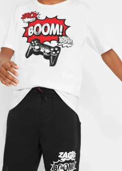 Kinder bonprix Jungen 9-16 Jahre·Shirts|Jungen 9-16 Jahre·Hosen|T-Shirt und Jersey-Bermuda (2-tlg. Set) aus reiner Bio Baumwolle
