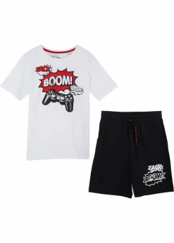 Kinder bonprix Jungen 9-16 Jahre·Shirts|Jungen 9-16 Jahre·Hosen|T-Shirt und Jersey-Bermuda (2-tlg. Set) aus reiner Bio Baumwolle