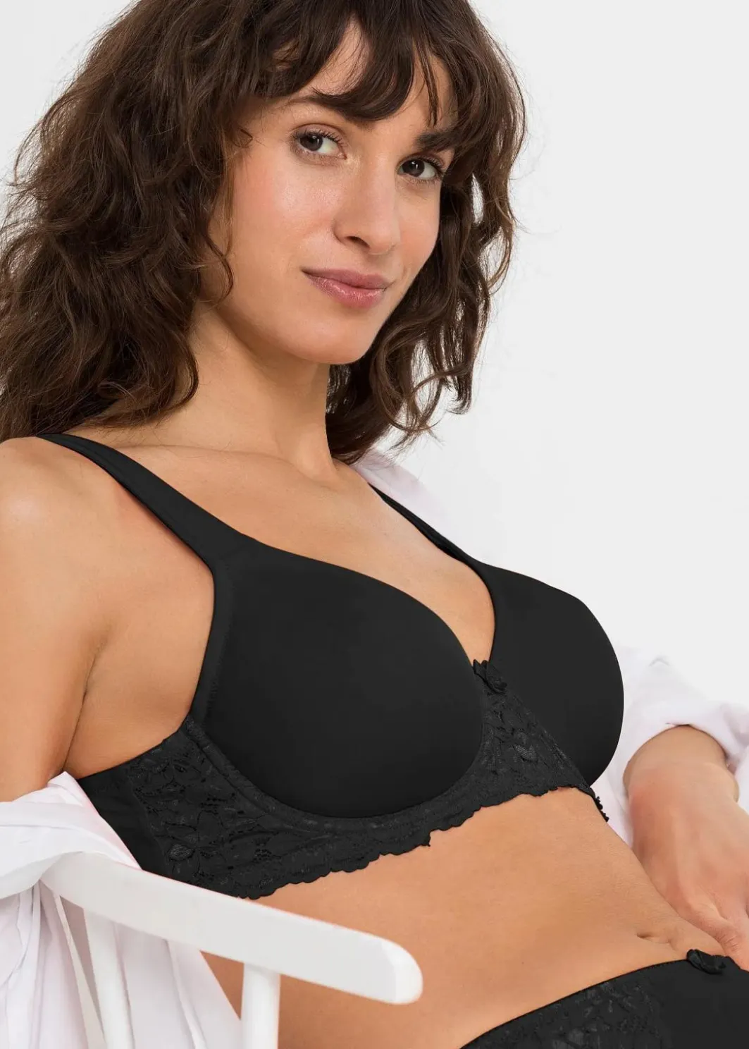 Damen bonprix Große Cups D-H|Bhs|T-Shirt-BH mit gepolsterten Trägern