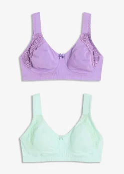 Damen bonprix Bhs|Baumwollunterwäsche|T-Shirt-BH ohne Bügel mit Baumwolle (2er Pack)