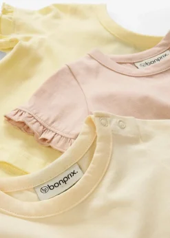 Kinder bonprix Mädchen 2-8 Jahre·Nachhaltigere Materialien|Mädchen 9-16 Jahre·Nachhaltigere Materialien|T-Shirts aus Bio-Baumwolle mit Volants (3er Pack)