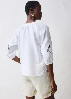 Damen bonprix Nachhaltigere Materialien|Blusen & Tuniken|Tunika aus reinem Leinen, mit Lochstickerei
