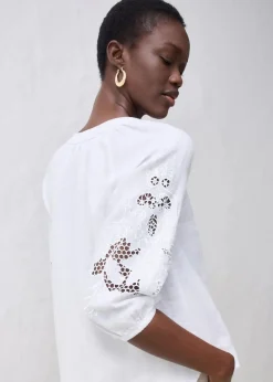 Damen bonprix Nachhaltigere Materialien|Blusen & Tuniken|Tunika aus reinem Leinen, mit Lochstickerei