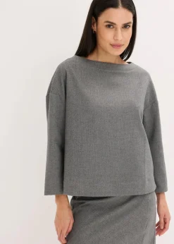 Hot Tunika mit Fischgratmuster aus fester Ware Damen Blusen & Tuniken|Bekleidung·Jacken & Mäntel