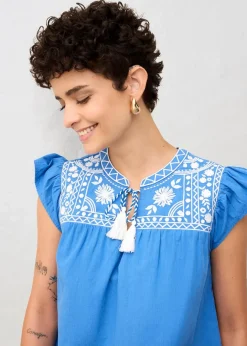 Damen bonprix Bekleidung·Jacken & Mäntel|Premium|Tunika mit Seidenanteil und Stickerei
