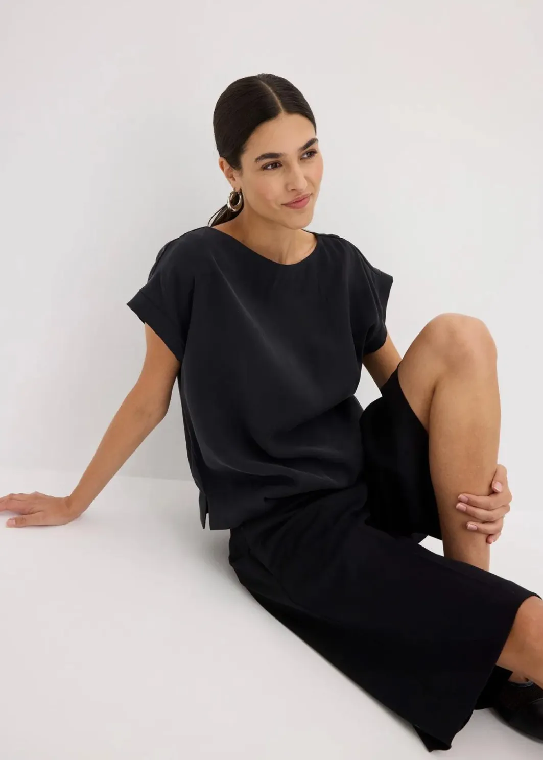 Online Tunika mit U-Boot Ausschnitt Damen Blusen & Tuniken|Bekleidung·Jacken & Mäntel