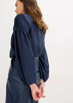 Damen bonprix Bekleidung·Jacken & Mäntel|Blusen & Tuniken|Tunikabluse aus glänzendem Satin mit Biesen