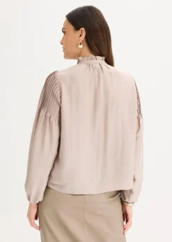 Damen bonprix Blusen & Tuniken|Bekleidung·Jacken & Mäntel|Tunikabluse aus glänzendem Satin mit Biesen