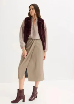 Damen bonprix Blusen & Tuniken|Bekleidung·Jacken & Mäntel|Tunikabluse aus glänzendem Satin mit Biesen