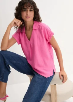 Tunikabluse aus luftigem Leinen-Mix Damen Bekleidung·Jacken & Mäntel|Blusen & Tuniken