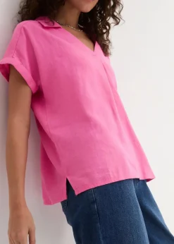 Tunikabluse aus luftigem Leinen-Mix Damen Bekleidung·Jacken & Mäntel|Blusen & Tuniken