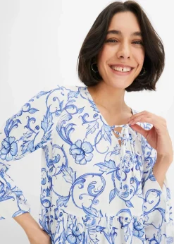 Hot Tunikabluse aus strukturierter Viskose Damen Bekleidung·Jacken & Mäntel|Blusen & Tuniken