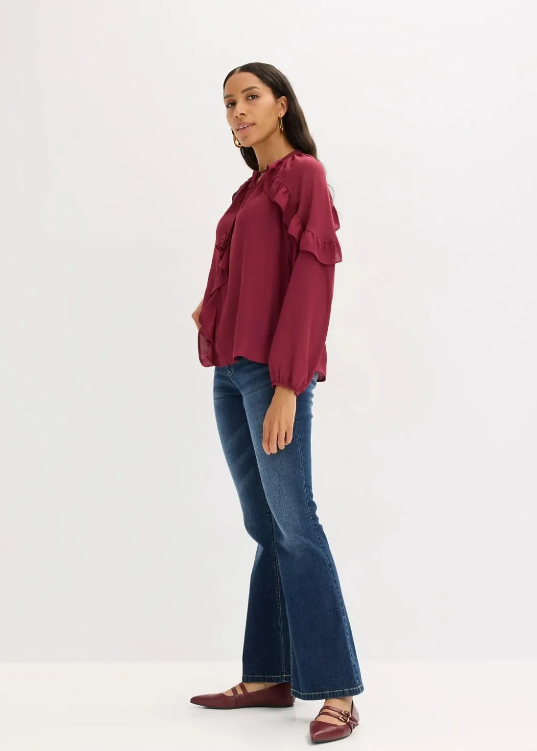 Damen bonprix Bekleidung·Jacken & Mäntel|Blusen & Tuniken|Tunikabluse mit Volants
