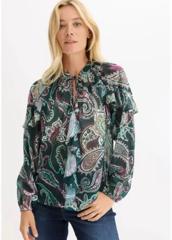 Damen bonprix Bekleidung·Jacken & Mäntel|Blusen & Tuniken|Tunikabluse mit Volants