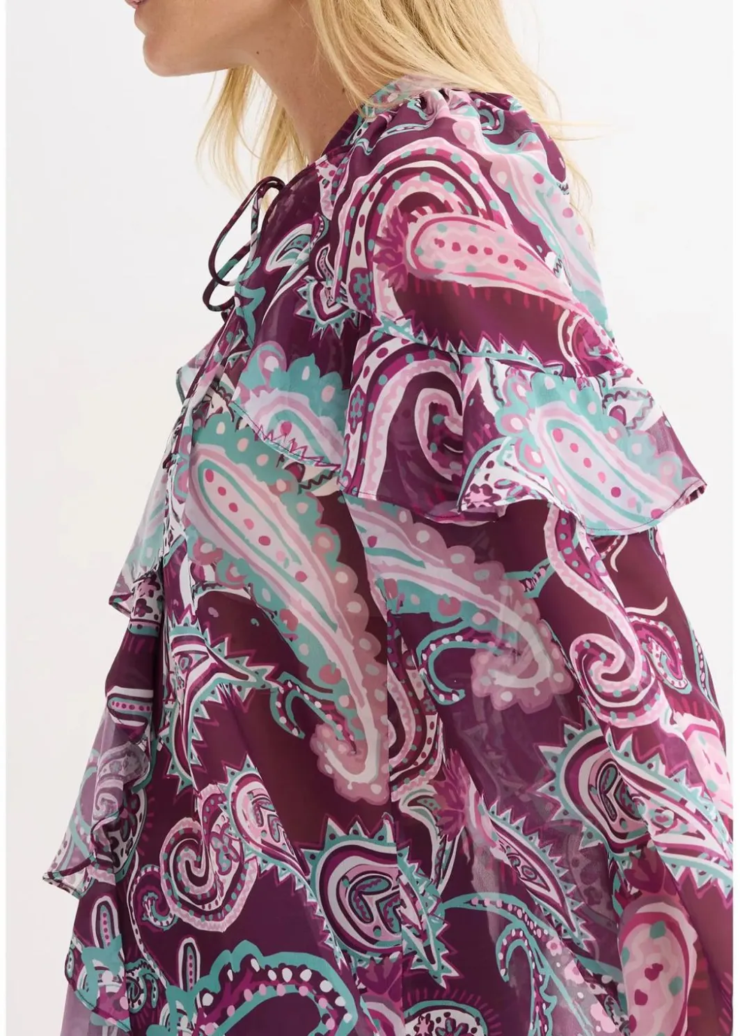 Damen bonprix Nachhaltigere Materialien|Blusen & Tuniken|Tunikabluse mit Volants