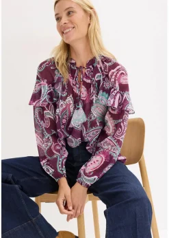 Damen bonprix Nachhaltigere Materialien|Blusen & Tuniken|Tunikabluse mit Volants