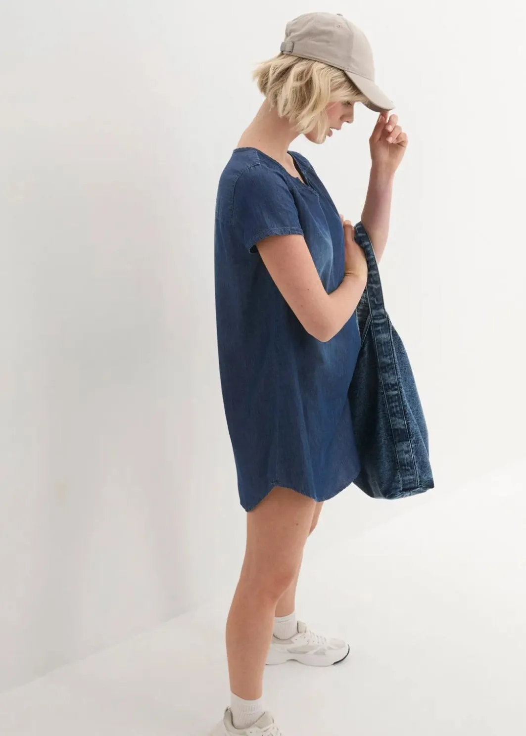 Damen bonprix Bekleidung·Pullover & Strickjacken|Kleider|Tunika-Jeanskleid