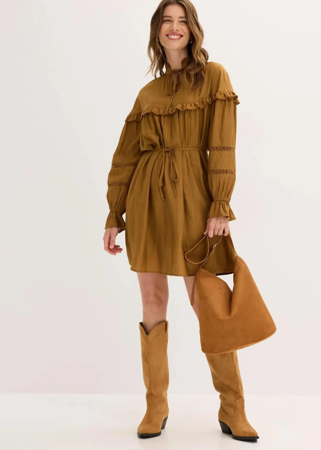 Damen bonprix Bekleidung·Pullover & Strickjacken|Kleider|Tunika-Kleid aus feinem Viskose-Mix