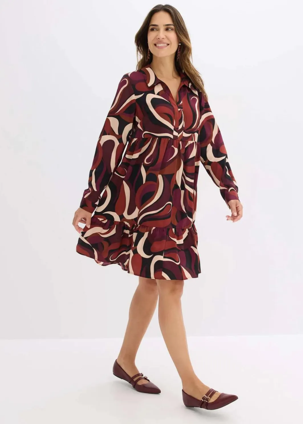 Best Tunika-Kleid aus fließendem Satin Damen Bekleidung·Pullover & Strickjacken|Kleider